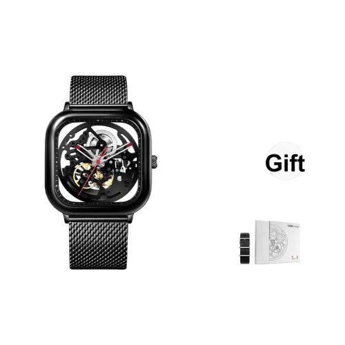 CIGA Design C Collection Full Cut Out Глубокий черный автоматический механический механизм ремешок из нержавеющей стали