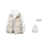 Слоновая кость жилет + белый худи