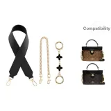 [Подмышка Широкий Ремешок Трехкомпонентный Комплект] Широкий Ремешок Черный 65 см + Декоративная Цепь 45 см + Черная Круглая Застежка Четырехлистный Клевер Удлинительная Цепь