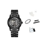 Ночной Черный Стальной Браслет [Ручная Письменная Открытка + Натуральная Кожа Ремешок + Кубинский Браслет]