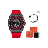 Красный ремешок, черная пластина (оригинальная коробка) + бесплатный браслет-шнурок