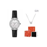 Черный ремешок, белый циферблат (оригинальная коробка) + ожерелье