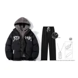 Комплект (Черный топ + Черные штаны) (Включает ожерелье)