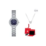 Серебряный ремешок, синий циферблат, коробка "Восторг" + ожерелье + включает регулировщик часов