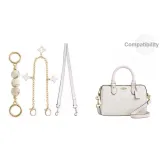 [Glacier White Набор из 3 шт.] Плечевой ремень 67 см + Цепь с бисером Amber White 13 см + Декоративная цепь 30 см