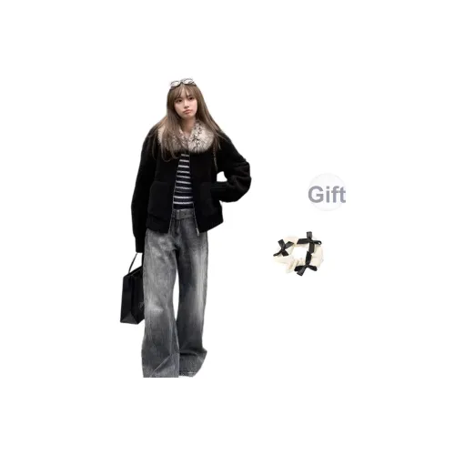 XUOIZA Черный + Резинка для волос С подарками Женские Объёмные куртки (пуховики)