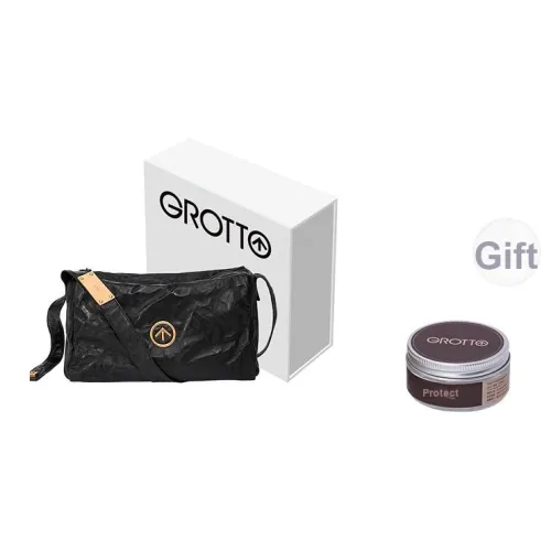 GROTTO Растительное дубление Плиссированный Овчина Сумки через плечо Стандартный Унисекс Черный