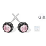 [Парные серьги Черный Круглый Розовый + Черный Круглый Розовый] Глубокий Малиновый Глаза