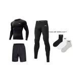 Комплект одежды (Черный, плотное прилегание, с длинными рукавами, рубашка + черные штаны + черные спортивные шорты) с носками Li-Ning, 1 упаковка