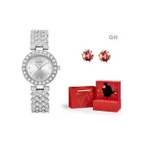 Утонченный Серебряный Красный Романтический Коробка-Сердце + Красные Серьги-Гвоздики с Виноградом