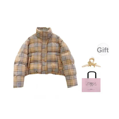 EVPGB Хаки Клетка Женские Пуховики