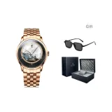 Чёрный с розовым золотом стальной браслет.