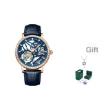 Синий ремешок, розовое золото, корпус, синий циферблат