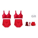 Большой размер, красный комплект нижнего белья, 2 комплекта + шарф 1 размер + лошадь год, носки 4 пары (в комплекте коробка, сумка для покупок)