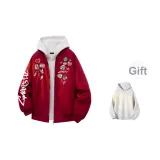 Бордовый утепленный термопуховик (в комплекте с высококачественным белым и серым свитшотом Фотиния)