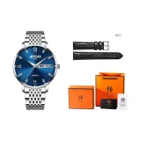 Серебристо-синий [Включает Апельсиновую Коробку + Ремень из Натуральной Кожи]