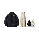 Комплект одежды (Черное пальто + хаки штаны) с толстовкой