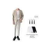 Комплект одежды (Хаки Бизнес Костюм + Хаки Брюки) с галстуком + длинным футболкой + ремень