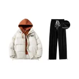 Флисовый комплект одежды (Бежевый оранжевый топ + черные штаны)