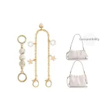 Золотистый [Комплект из 2 предметов] Амбра и Белый Жемчуг 13 см + Декоративная цепочка с звездой 40 см