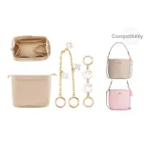 [Бежевый набор из трех предметов] Подкладка + Луна + Клевер четырехлистный + Декоративная цепочка 40 см