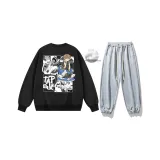 177 Черный (Свитшот с флисовой подкладкой) + Серый