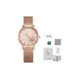 Розовое золото корпус, белый циферблат, розовое золото ремешок