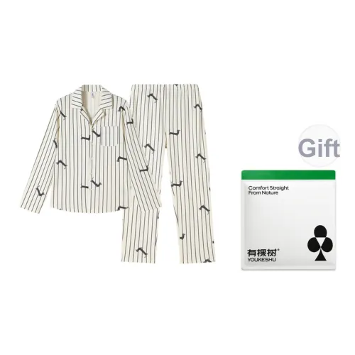 YOUKESHU Экрю Мужской Пижамные комплекты