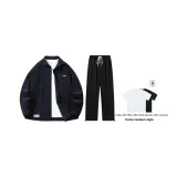 Комплект (Темно-синий топ + черные штаны) (Включает рубашку с коротким рукавом)