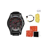 Черный циферблат, черный ремешок, оригинальная коробка (включает 999 мгновенного богатства наклейку для телефона + браслет-шнурок)