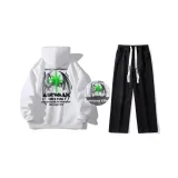 Комплект (Светящийся в темноте белый топ + черные джинсы)