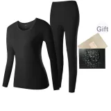 Женский комплект с круглым вырезом (черный), 100% хлопок, дружественный к коже / 3A, комфортный