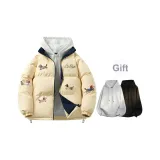 Светло-желтый, в комплекте с толстовкой [Воротник-стойка, городской, минималистский]