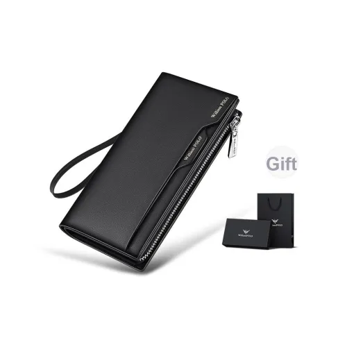 WilliamPOLO Коровья кожа Настоящая кожа Длинный кошелек Клатч Стандартный Мужской Черный Кофейный