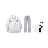 Комплект (Белый топ + Серые повседневные штаны) В комплекте с футболкой