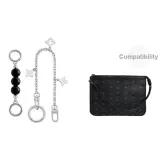 [Черный (Маленький) Сумка Двухкомпонентный Комплект] Черная Бисерная Удлинительная Цепь + Декоративная Цепь (В комплекте с Пружинным Кольцом)