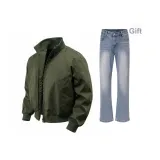 Стандартный армейский зеленый низ [в комплекте с вымытыми синими джинсами]