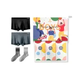 2 Внутренние 2 Носка Коробка - Черный + Темно-Серый