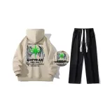 Комплект (Светящийся в темноте абрикосовый топ + черные джинсы)