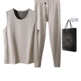 Топ без рукавов + штаны, комплект одежды (бежевый, желтый) с гелевым утеплением, черная технология.