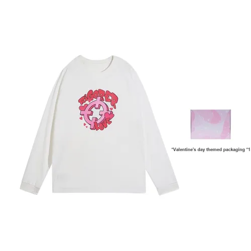 RIGORER Круглый вырез Длинный рукав Т-рубашка Унисекс Розовый