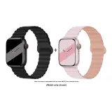 Яблоко Силиконовый ремешок - Полночный черный * Розово-серый