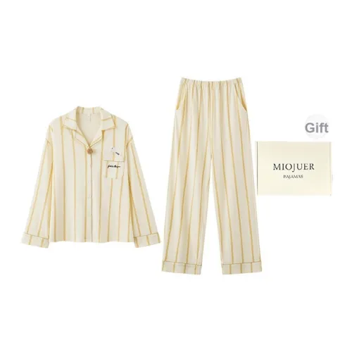 MIOJUER Пижамный комплект Подарочная коробка Женская Бежевая Желтая