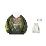 Армейский зеленый [Всесезонная куртка] (в комплекте с высококачественным бело-серым свитшотом с фотокемией)