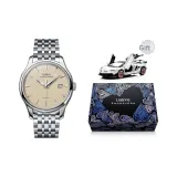 Серебряный корпус, медовый циферблат, серебряная игла, серебряный стальной браслет.