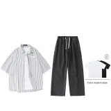 Set (Зеленые полосы + Черный) (Короткие рукава включены)