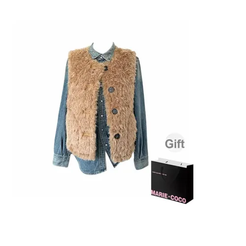 MARIE·COCO Кофе Жилет + Рубашка Топ Женские Жилеты