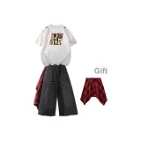 Белый+Черный Брюки+Красная Юбка