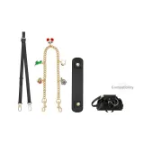 Черный регулируемый ремешок 90-120 см + декоративная цепочка "Вишня" + накладки для плеч