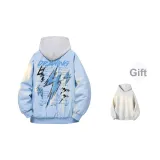 Светло-синяя куртка (в комплекте с высококачественным белым и серым свитшотом с фотокемией)